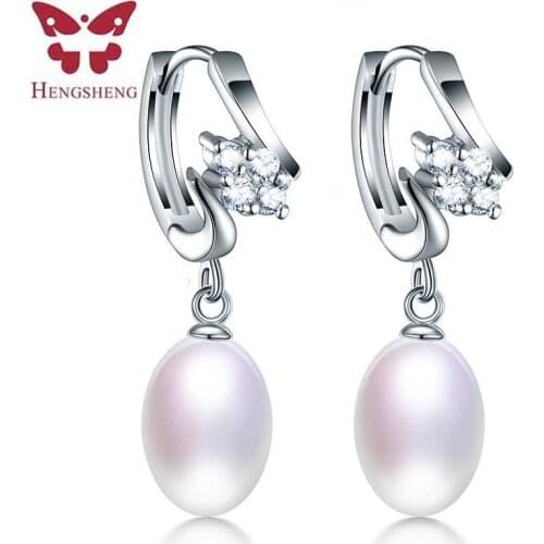 HENGSHENG jewelry earrings new natural freshwater pearl jewelry, AAAA 8-9mm pearl earrings for women white/pink/purple/black