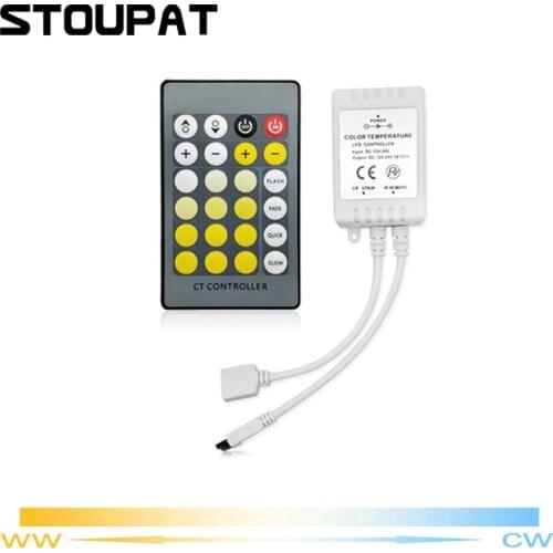 24 Keys IR Remote CCT LED Controller Dimmer Adjust Brightness Wireless with DC Plug for DC12V-24V Dual Color LED Strip Light