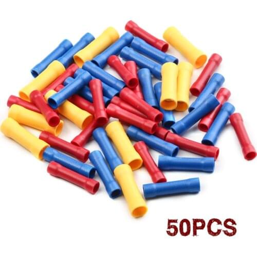 50Pcs/100Pcs BV1.25 BV2.5 BV5.5 Insulated Crimp Terminals Electrical Wire Cable Crimping Terminal Connector Set Assortment Kit