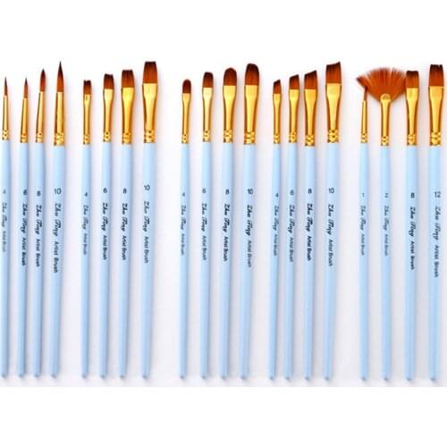 4Pcs/Set Drawing Art Supplies Watercolor Paint Pen Artist Paint Brush Nylon Hair Wooden Handle Matte Blue Oil Painting Brushes