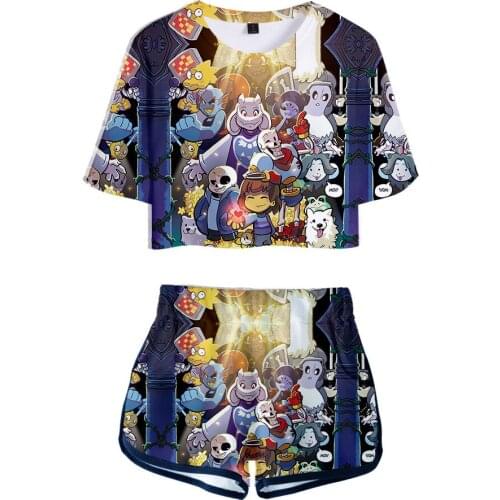Undertale Game Women Two piece Set Fashion Summer Short Sleeve Crop Top+Shorts 2020 New Hot Sale Trendy T shirt Clothes