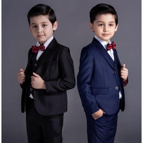 Boys Communion Suits Custom Made Smoking Casamento Evening Tuxedo Suit Boy clothing (Coat+Pants+Tie+Vest+Shirt) 5 Pieces B45F806