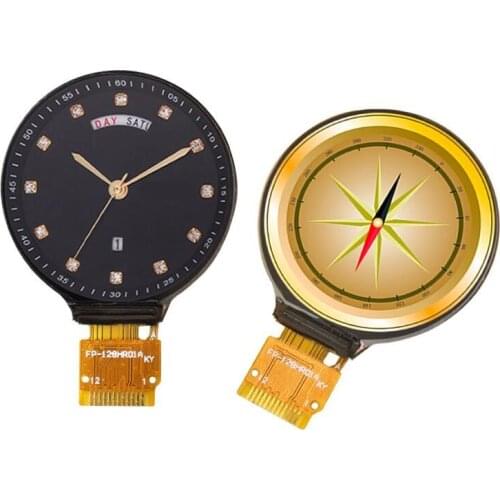 No Touch panel Round Circle TFT LCD display screen IPS 1.28 inch 400 brightness 0.7mm weld FPC cable sold type LED backlight