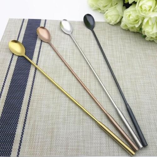 Colorful Round Icespoon Long Handle Mixing Spoons Coffee Bar Drinking Cocktail Stirring Scoop Mixing Tools Soda Ice-coffee Spoon