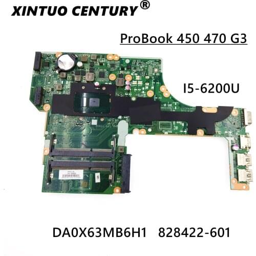 FOR HP ProBook 450 G3 Laptop Motherboard 828422-001 828422-501 828422-601 DA0X63MB6H1 REV:H w/ i5-6200U CPU DDR3