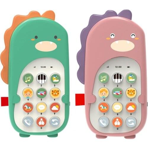 Lovely Mobile Toy Dinosaur Shape Multifunctional ABS Simulation Phone Educational Toy for Children Gifts