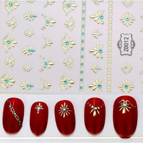 24 Design Fashion Colorful Winter Style 3D Rhinestone Nail Decals Nail Art Sticker DIY Manicure Accessory Nail Art Stickers