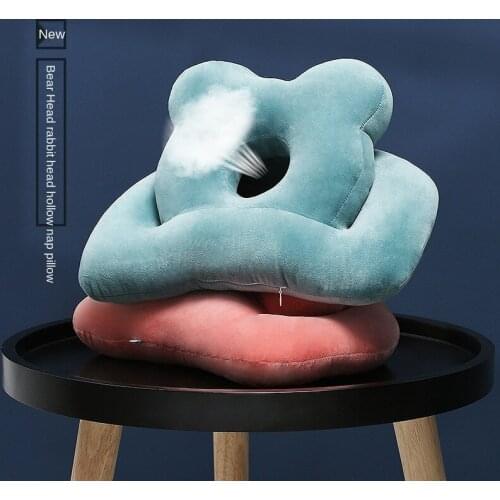 Cartoon Solid Color Plush Nap Pillow Portable Travel Office Driving Neck Supporter with Head Rest Soft Home Sleeping Cushion