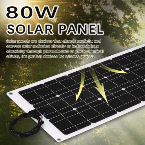 KKMOON 80W Solar Panel Monocrystalline Solar Panel Flexible Solar Panel For Motorhome Caravan Boat Outdoor Emergency Accessory