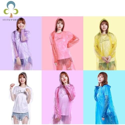 5Pcs/lot Fashion Portable Disposable raincoat transparent travel travel raincoat unisex non-toxic climbing poncho YJN