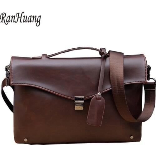 RanHuang New 2017 Men Fashion Briefcase Business Handbags High Quality PU Leather Shoulder Bags Mens Designer Hasp Handbags 767