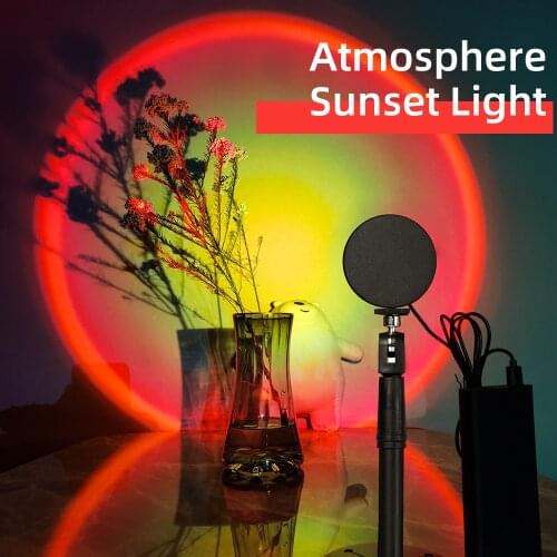 Rainbow Sunset Red Blue Projector Led Night Light Sun Projection Desk Lamp for Bedroom Bar Coffee Store Wall Decoration Lighting