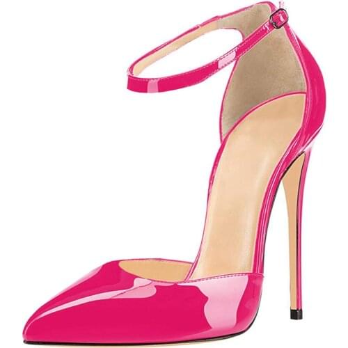 Lovirs Womens Ankle Strap High Heel Pointed Toe Stiletto Pumps Patent Dress Wedding Basic Shoes Size 4-15