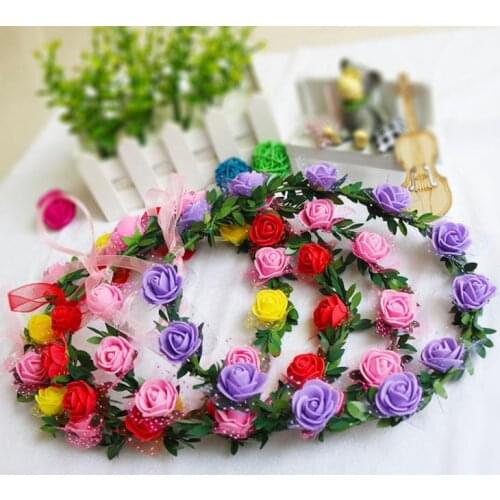 Party Decoration Flower Wreath Bohemian Head Flowers Crown Rattan Garland Festival Wedding Bridal Floral Headband Headdress SN