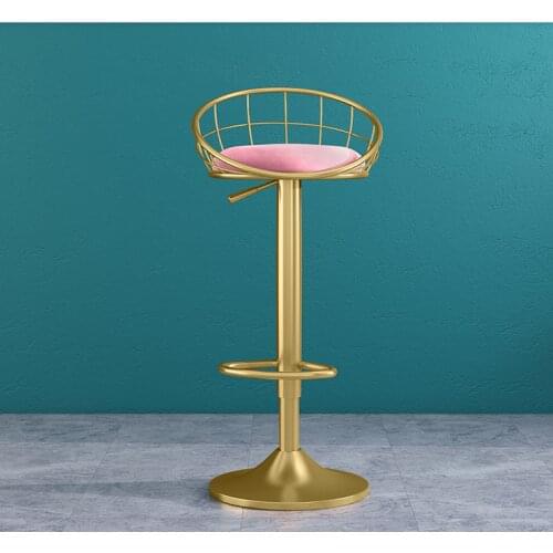 European Style Rotatable Bar Chairs Kitchen Furniture Light Luxury Golden Backrest Bar Stools Home Lift Bar Chair High Bar Stool