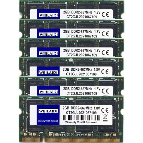 Weilaidi 10pcs lot 2GB PC2-6400S DDR2 800MHz 200pin 1.8V SO-DIMM Used Wholesale RAM Laptop Memory