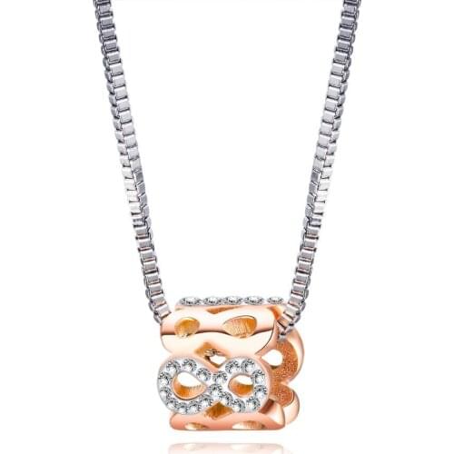 Infinite symbol CZ Rose Gold Color Pendant Necklace For Women Stainless Steel Box Chain Jewelry Gift Dropshipping