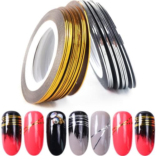 0.5mm Gold Silver Striping Sticker Holographic 3D Strips Liner Tape Adhesive Super Fine Nail Art Polish Decorations LY1009-1