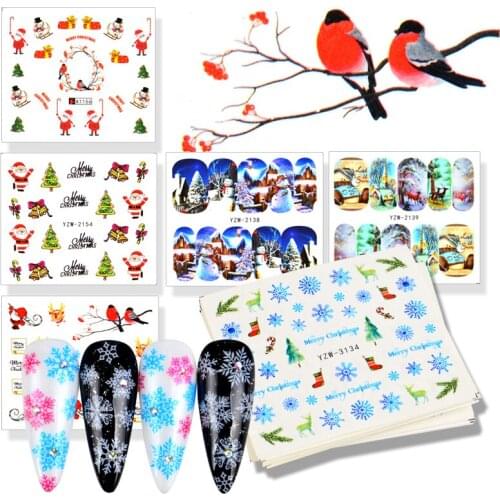 1 Sheet Nail Water Sticker DIY Christmas Nail Art Paper Decoration New Year Style Manicure Modeling Decals Tool