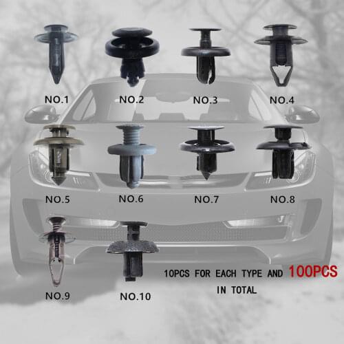 100 pcs Universal Car Door Panel Lining Bumper Buckle Retainer Clips for Ford Peugeot Honda Opel Hyundai Car Accessories