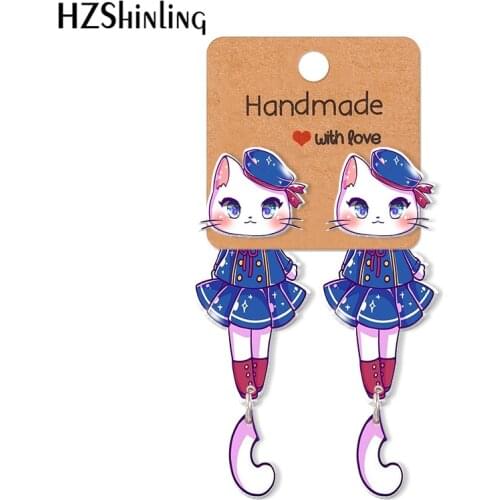 2021 New Fashion Lovely Cat Acrylic Stud Earring Epoxy Resin Jewelry Handmade Items Gifts Girl