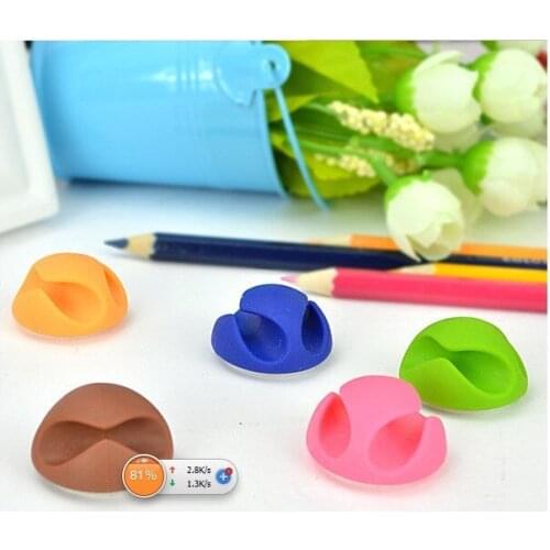 300PCS/lot Random Color Double orifice Cable Wire Organizer Cable Clip Tidy USB Charger Cord Holder desktop Fixed clamp