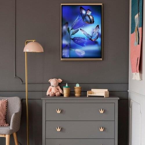 30x40 Diy Diamond Painting 5d for Home Decor , Living Room Decoration ,Blue Butterfly