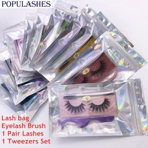3d Mink Lashes Kit Wholesale in Bulk Eyelash Tweezers and Brush Set Laser Bag Packaging False Eyelashes Suppliers