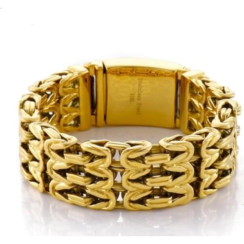 148g Large 23mm 8.66 Inch Heavy Casting Knot Link Chain Bracelet Stainless Steel Byzantine Chain Bracelet Bangle For Mens Gifts