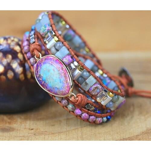Natural Stones colorful Charm Wrap Bracelets boho Handmade yoga energy friendship jewelry drop shipping