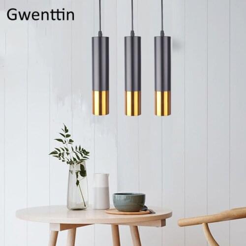 Black Gold Tube Pendant Light Fixtures Living Room Modern Kitchen Hanging Lamps Industrial Lamp Loft Decor Dining Room Lights
