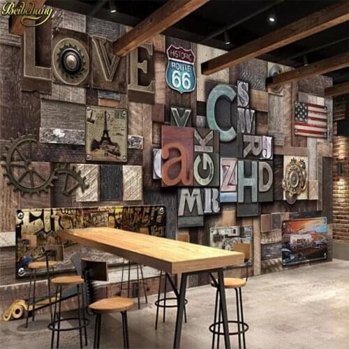 Beibehang custom Industrial letter Photo Mural Wallpaper Living Room Bedroom TV Background Wall Decoration 3D Mural Wall Paper