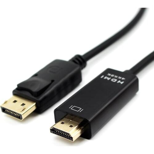 DP to HDMI Cable 4K30 Hz Gold-plated DisplayPort 1.2 for HDTV Projector Laptop, Montor N165Black 1.8M
