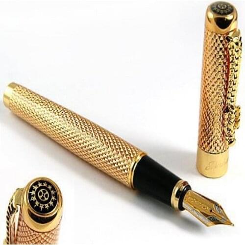 Classic Pen Golden Dragon Red Crystal Eyes Fountain Pen Jinhao 1200 Series Signature Pen Business Travel Office Pen Students Pen