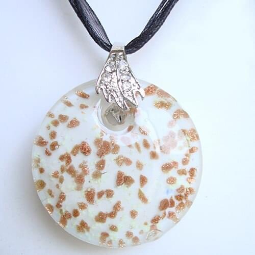 RED SNAKE Murano Glass Gold Point Pearl White Round Pendant Necklace