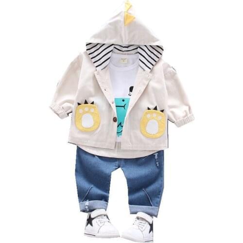 New Spring Autumn Children Clothes Baby Boys Girls Hooded Jacket T Shirt Pants 3Pcs/sets Kids Infant Clothing Toddler Sportswear