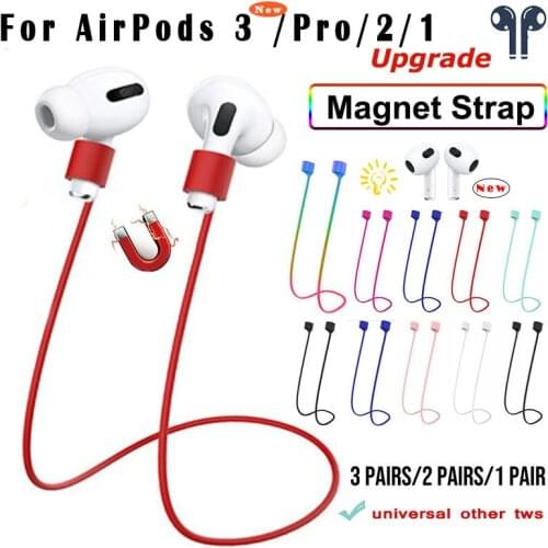 3/2/1pcs For Apple AirPods Pro 2 1 Magnetic Strap Silicone Cord Rope Holders For Xiaomi Huawei Neck Straps Earphone Accessories