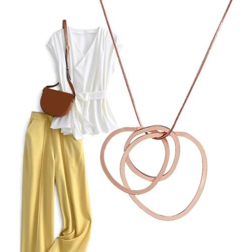 Match-Right Geometric Gold Silver Color Metal Necklace & Pendant for Women Minimalist Long Chain Necklaces 2020 Fashion Jewelry