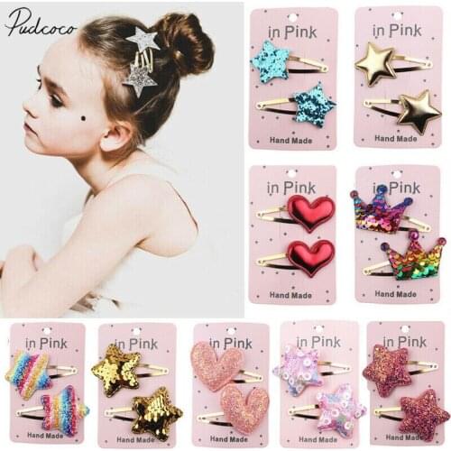 Newborn baby cute crown/heart/star headdress baby mini bow hairpin 2Pcs suit hair fashion photo props baby products