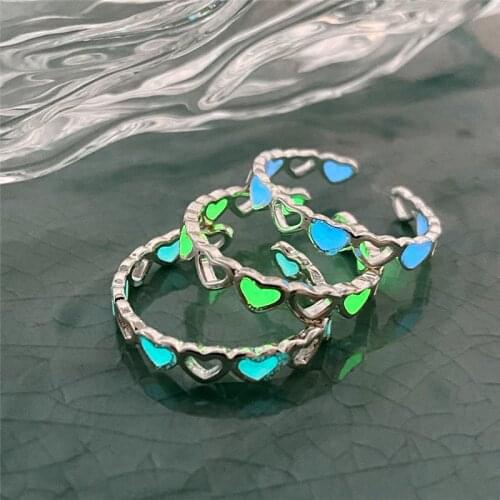 Fashion Heart Luminous Finger Rings for Women Men Couple Glowing In Dark Heart Lover Wedding Ring Jewelry Gift Accessories