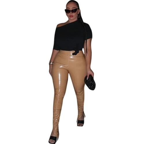 Fashion Women Pants PU leather Pants Fitness Sweatpants Party Night Pants Streetwear Has Stretch Autumn Winter Clothes For Women