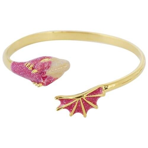 Fashion Guard Knight Enamel Glaze Colorful Highlights Cute Asymmetric Small Dinosaur Open Female Bracelet bangle