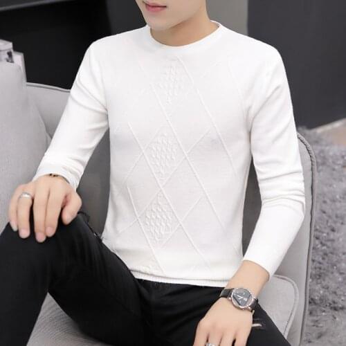 Mens sweater autumn new cardigan sweater mens round neck Korean slim handsome youth casual bottoming shirt men