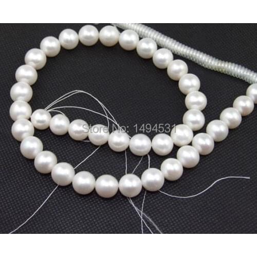 Wholesale Pearl Jewelry AAA White Cultured Pearl 10x11mm Gem Loose Beads Strand - Free Shipping