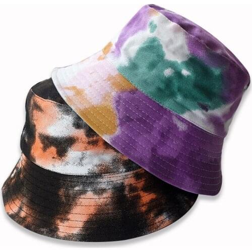 Trendy Bucket Hat Foldable Fisherman Hat Tie-Dye Fashion Unisex Panama Double-Sided Wearing Travel Hip-Hop Sun Hat for Women Men
