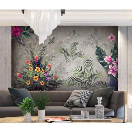 Custom wallpaper tropical mural tropical rainforest flower and bird mural background wall 3d wapaper mural wallpaper wall for