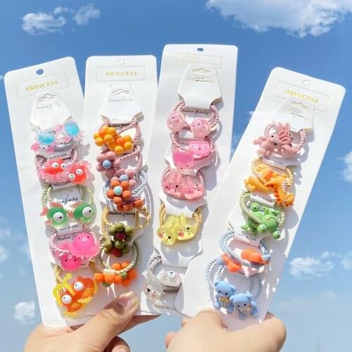 10pcs Girls Children Cute Cartoon Fresh Fruit Elastic Hair Bands Girls Baby Lovely Nylon Rubber Bands Gift Kids Hair Accessories