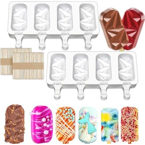 DIY Silicone Ice Cream Mold Handmade Eco-Friendly Popsicle Mold Mousse Dessert Freezer Juice Ice Cube Tray Barrel Maker Mould