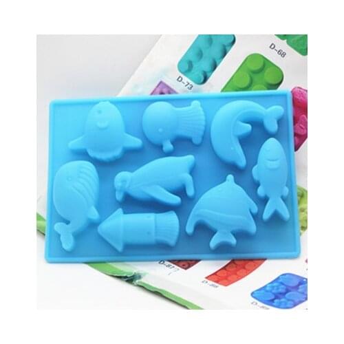BakeBear Silicone Chocolate Mold, 8 Ocean Styles Whale Dolphin Penguin Fishes Chocolate Candy Mold Ice Cube Mould