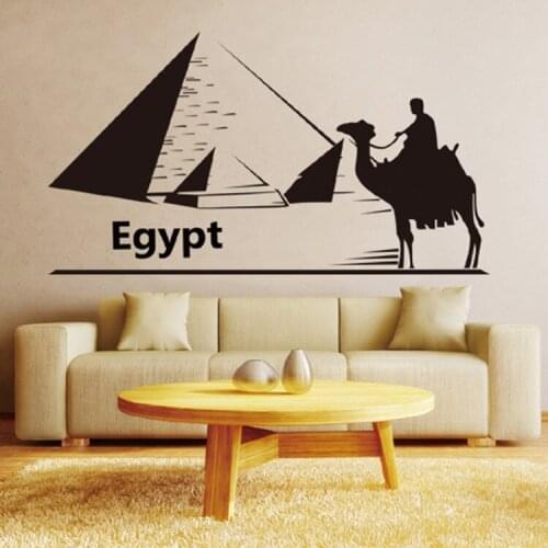 Riding Camels in Egypt Wall Art Mural Decor Pyramid Wall Decal Stickers Travelling in Egypt Wall Applique Graphic 60 x 90CM